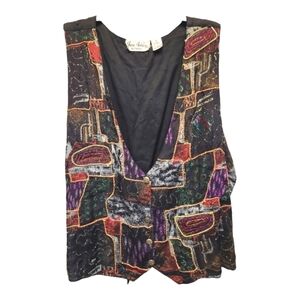 Jane Ashley Multicolored Graphic Embellished Vest Plus-Size - Size 1X